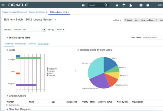 screenshot of Oracle Fusion Cloud PLM